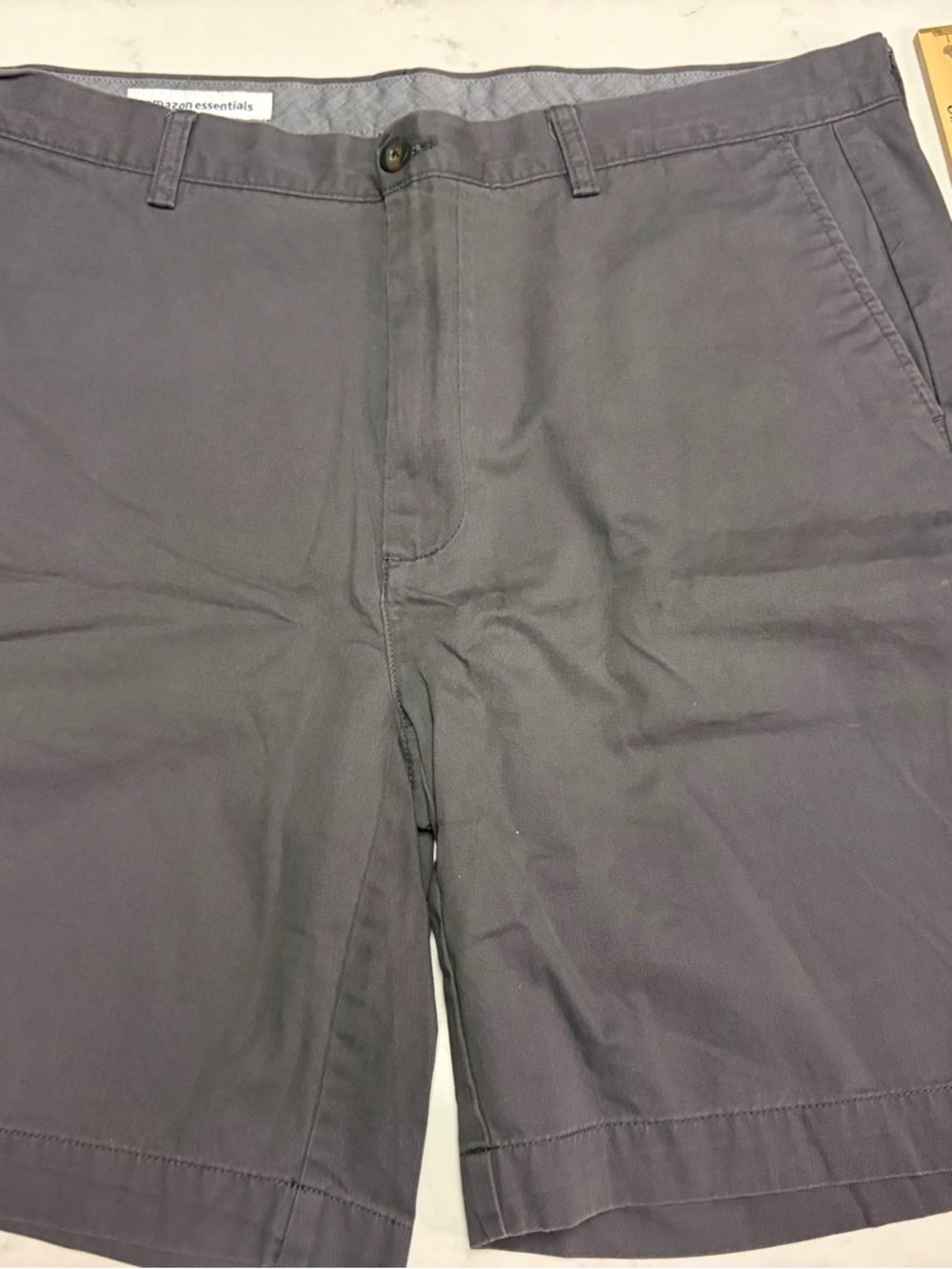 A-005 Amazon Essentials Men's Gray Button-Front Chino Shorts